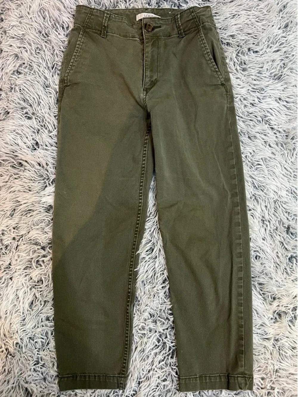 LOFT The Perfect Straight Olive Green Straight Leg Stretch Pants